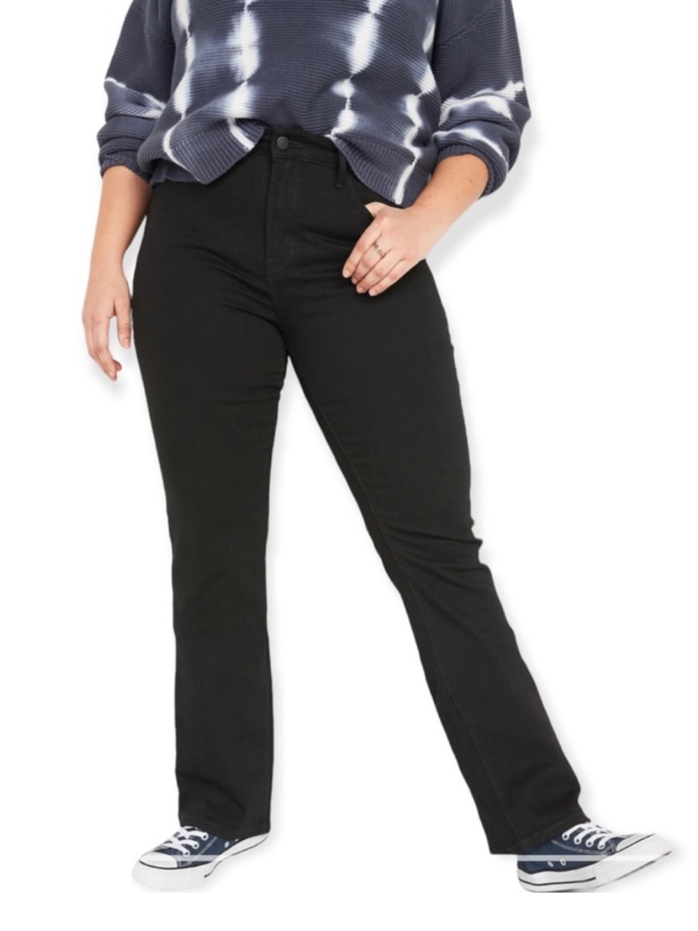 Old Navy Black Mid Rise Kicker Bootcut Jeans 16 Short Stretch Denim